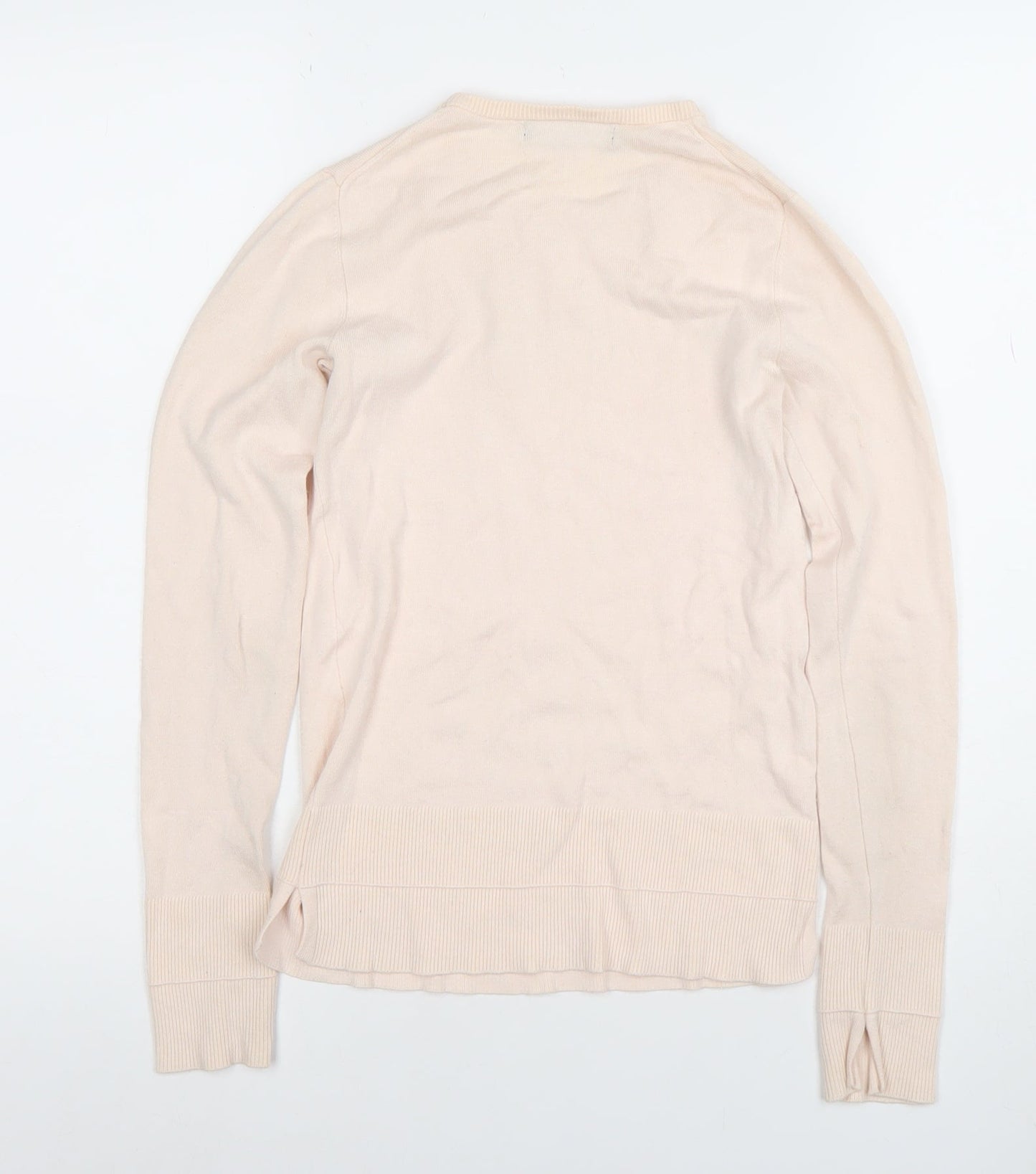 Mango Women’s Beige Cotton Crew Neck Long Sleeve Jumper XS