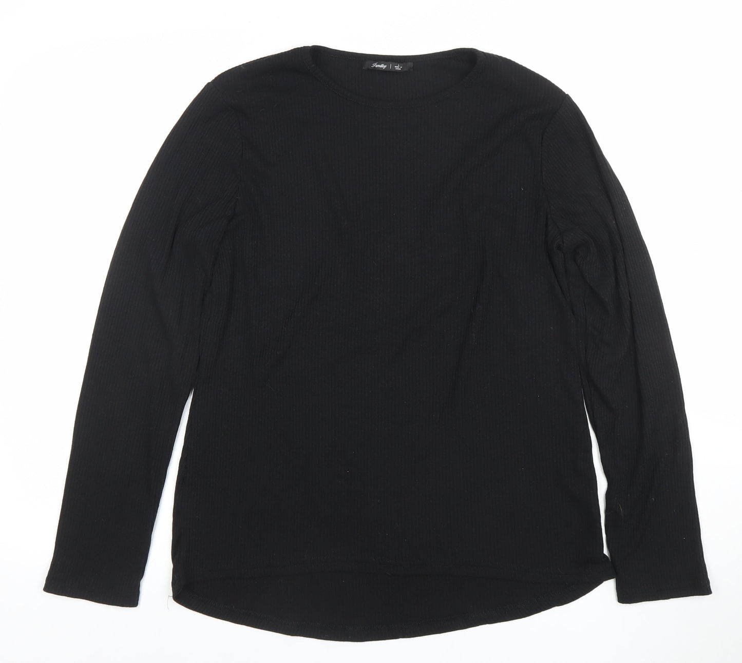 Amarty Women's Black Long Sleeve Basic Crew Neck Stretch Top L