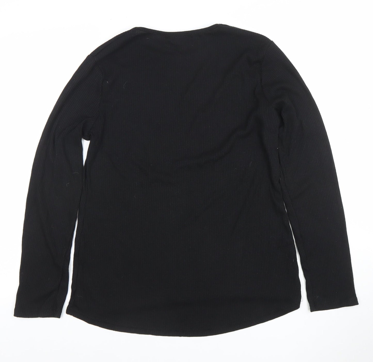 Amarty Women's Black Long Sleeve Basic Crew Neck Stretch Top L