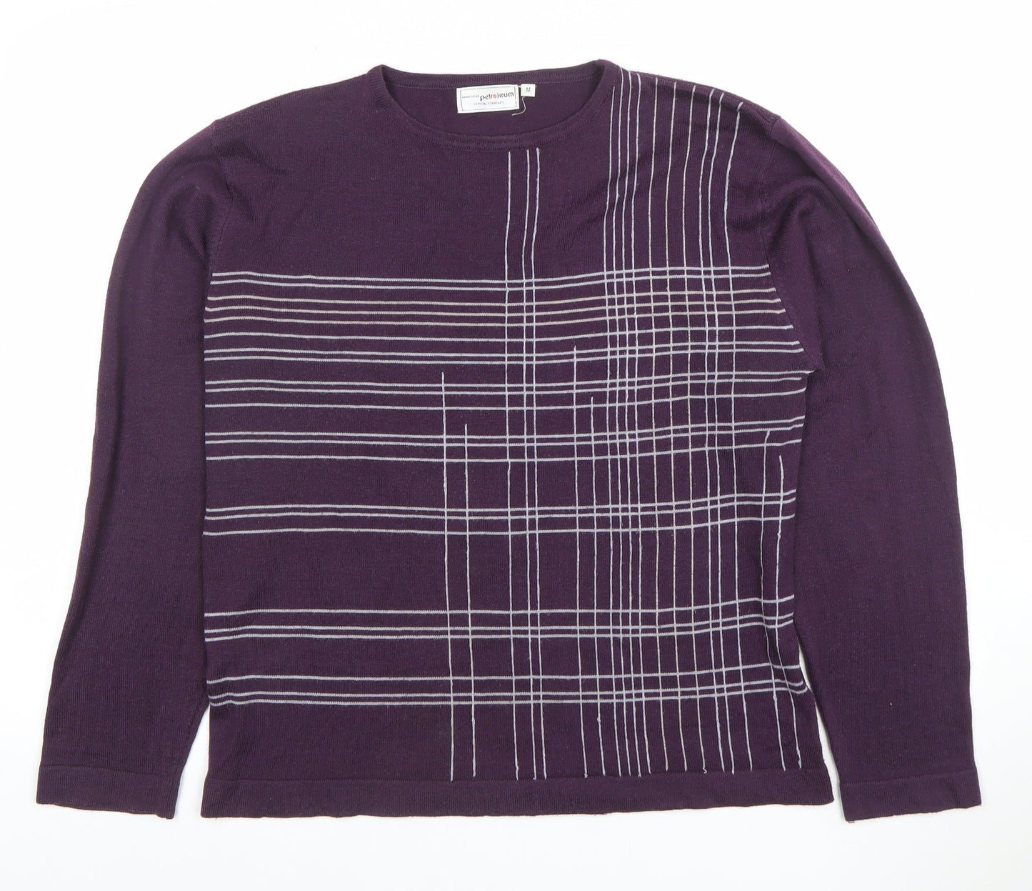 Petroleum Women’s Purple Geometric Crew Neck Acrylic Jumper M