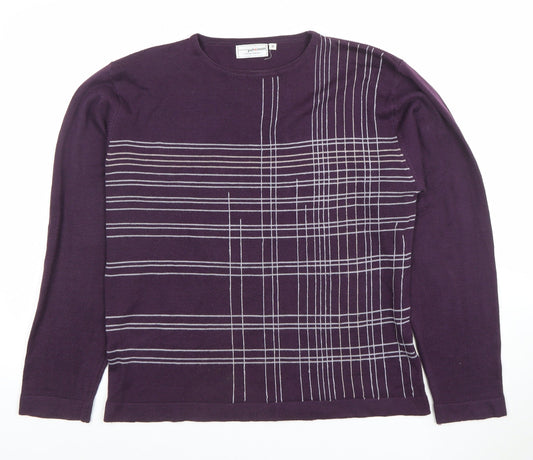 Petroleum Women’s Purple Geometric Crew Neck Acrylic Jumper M