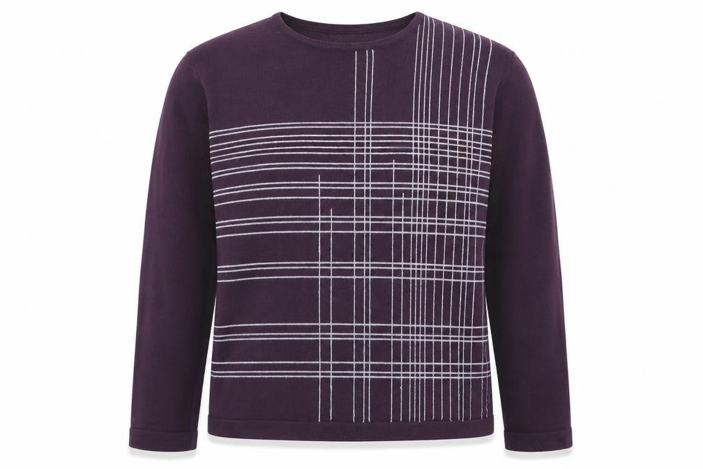 Petroleum Women’s Purple Geometric Crew Neck Acrylic Jumper M