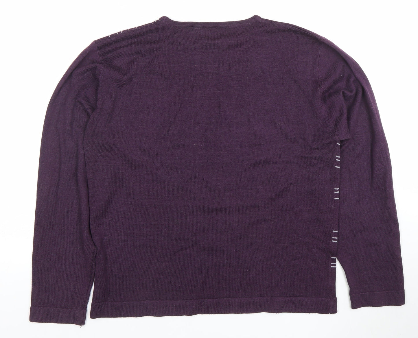 Petroleum Women’s Purple Geometric Crew Neck Acrylic Jumper M