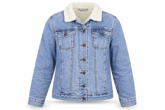 New Look Women Blue Denim Sherpa Lined Jacket Size 12