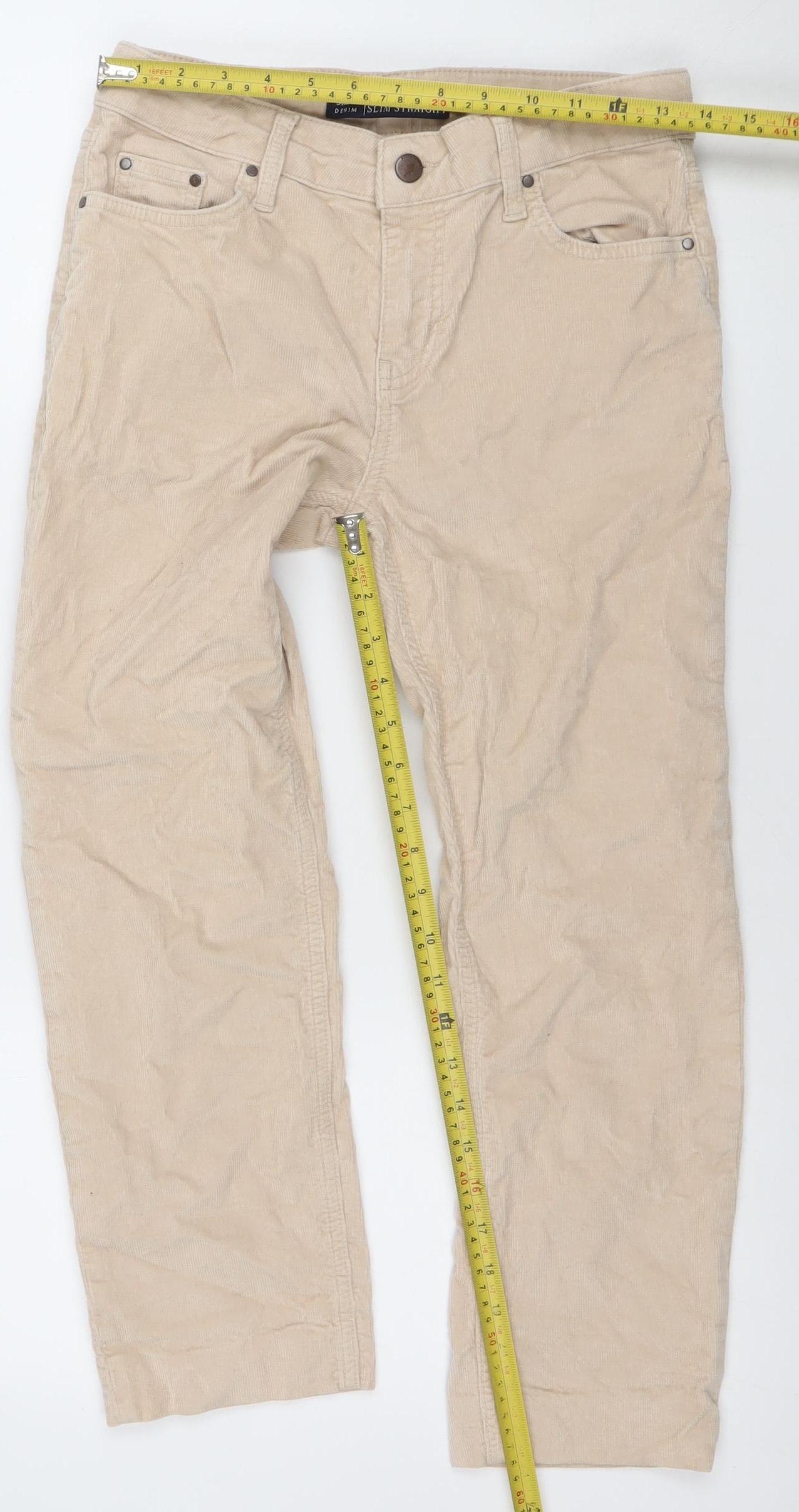 Boden Women’s Beige Corduroy Slim Straight Chino Trousers Size 8