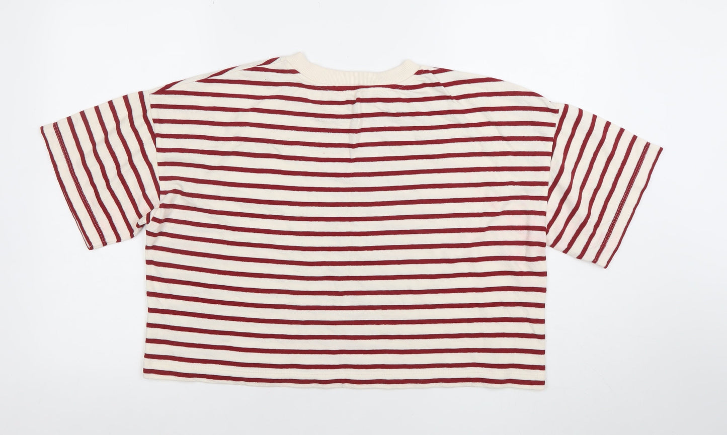 River Island Women’s Multicoloured Striped Cropped Relaxed T-Shirt Size 14