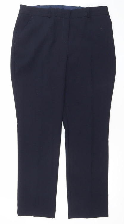 Additional front view of Dunnes Women's Blue, size 12, Straight Leg Polyester Work Trousers