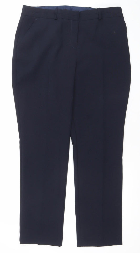 Dunnes Women's Blue Size 12 Straight Leg Polyester Work Trousers