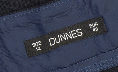 Brand and care label for Dunnes Women's Blue, size 12, Straight Leg Polyester Work Trousers