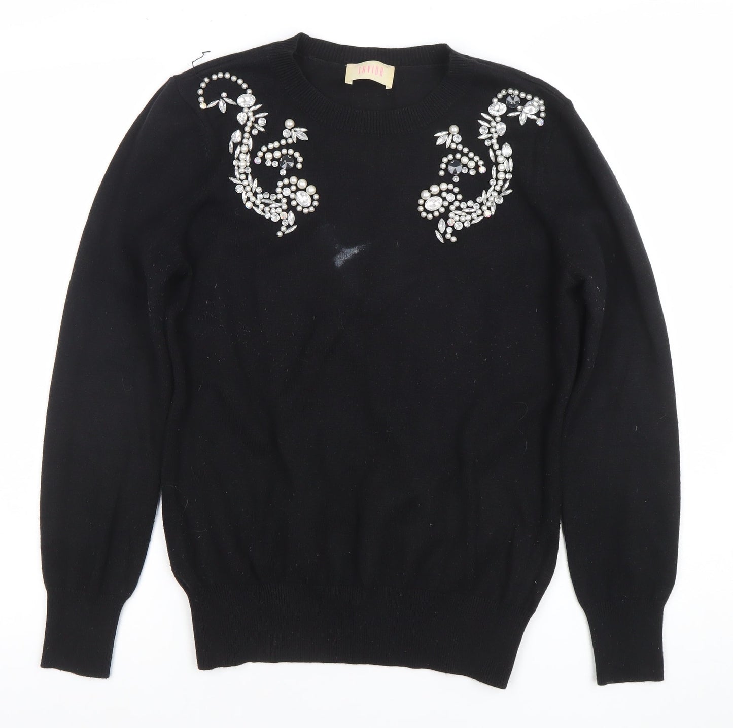 Savida Women’s Black Jewel Beaded Pullover Jumper Size 12