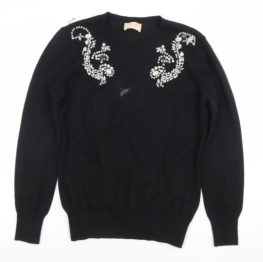 Savida Women’s Black Jewel Beaded Pullover Jumper Size 12