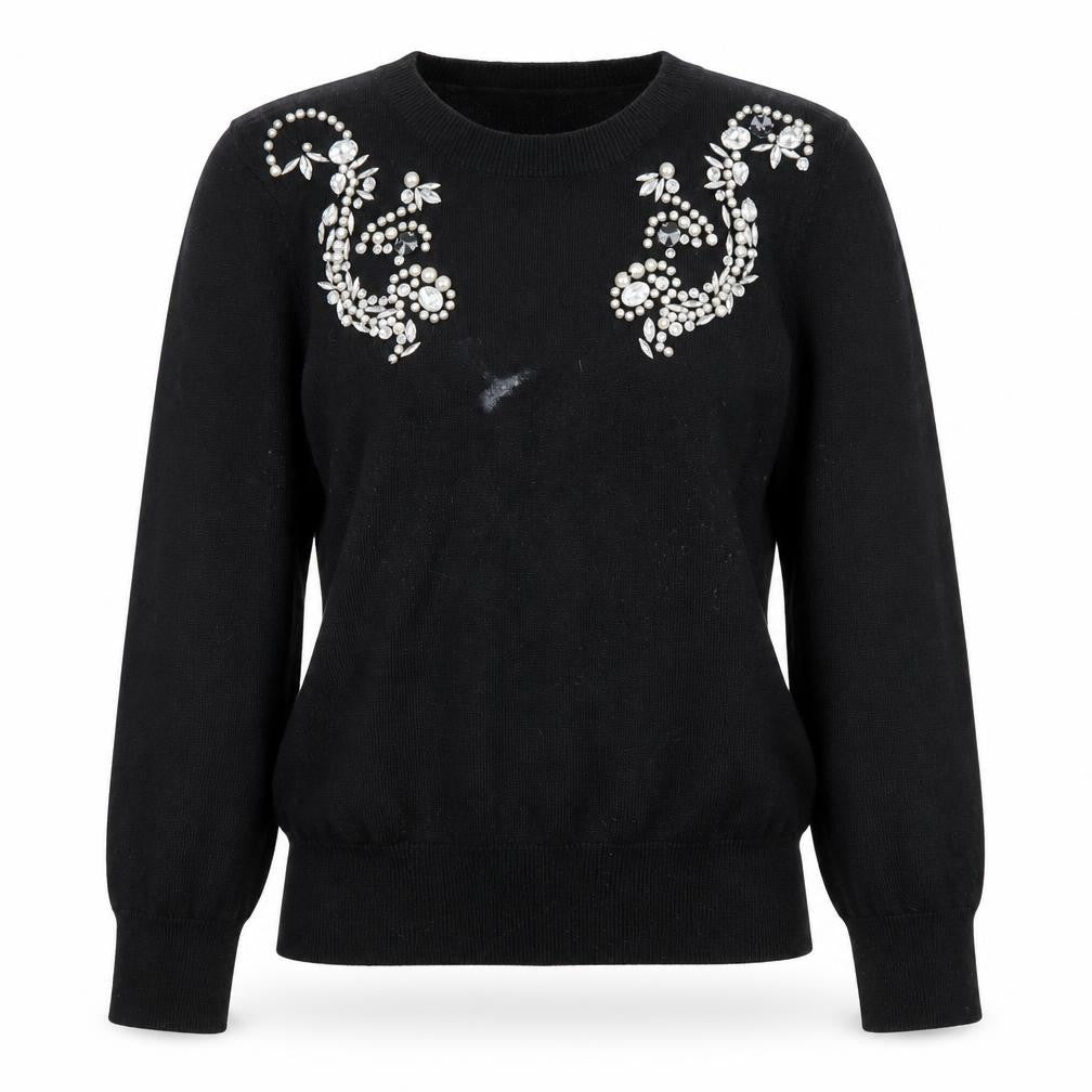 Savida Women’s Black Jewel Beaded Pullover Jumper Size 12