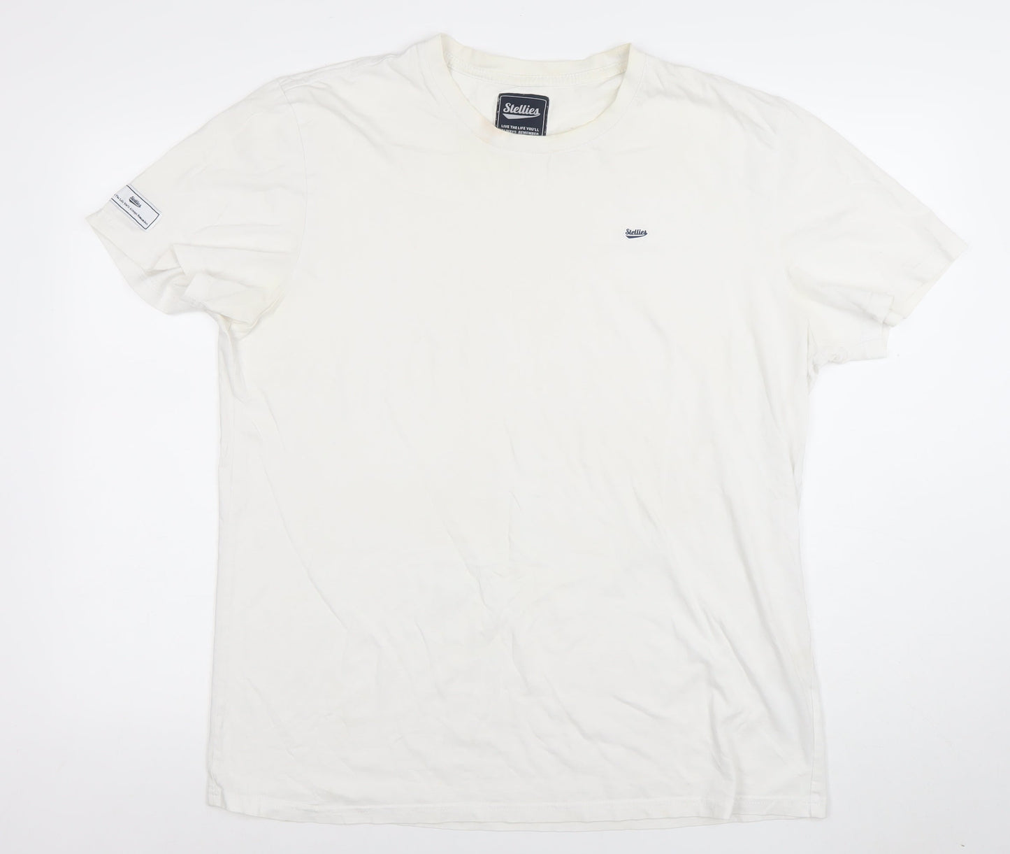 Stellies Men's White 2XL Crew Neck Cotton Logo T-Shirt