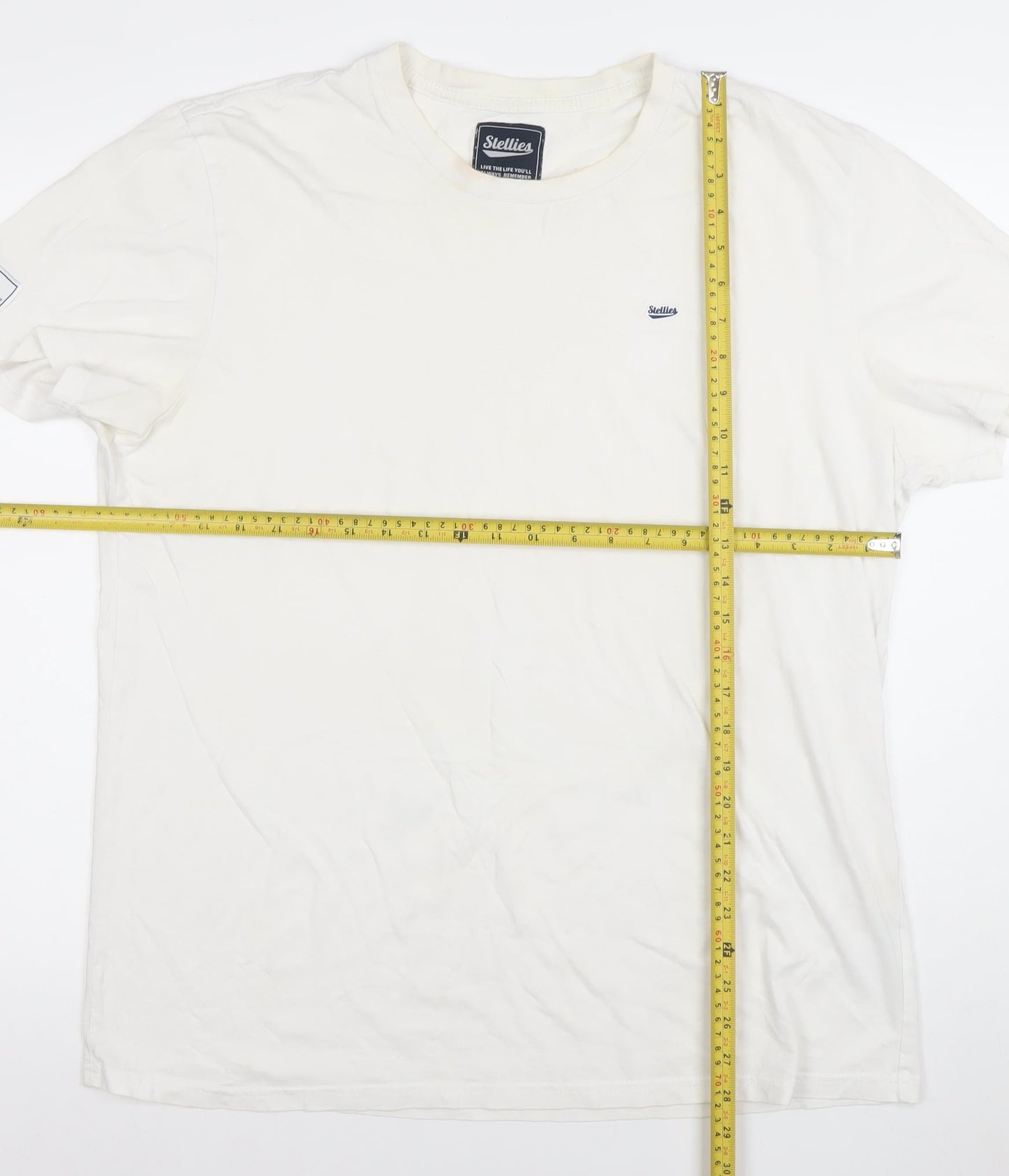 Stellies Men's White 2XL Crew Neck Cotton Logo T-Shirt