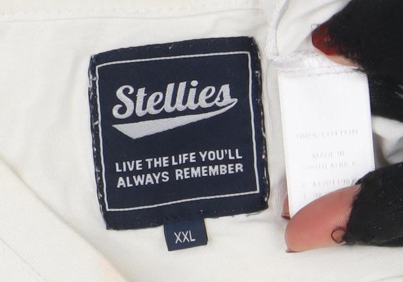 Stellies Men's White 2XL Crew Neck Cotton Logo T-Shirt