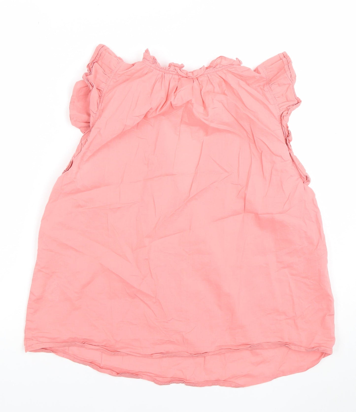H&M Womens Pink 2XS Ruffle V-Neck Sleeveless Cotton Blouse