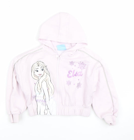 Primark Girls Pink Elsa Frozen Full Zip Hoodie 5-6 Years