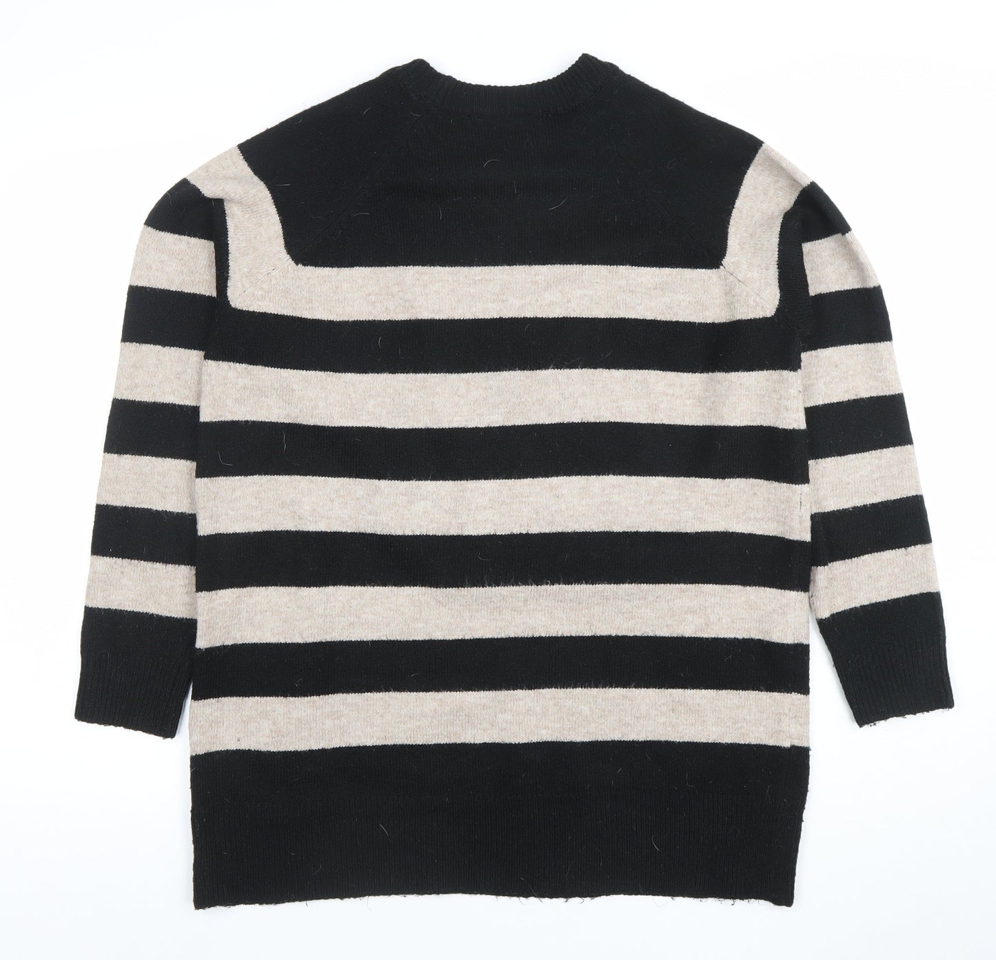 New Look Women's Black & Beige Striped Knit Jumper M