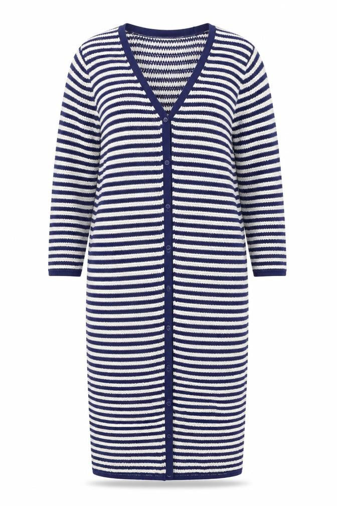 ZARA Women Blue White Striped Knit Shirt Dress L