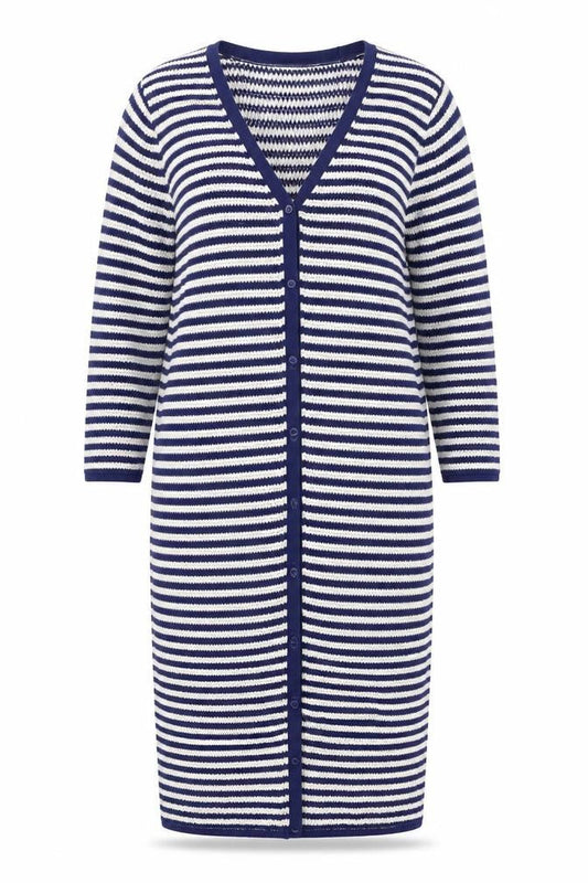 Zara Women Blue White Striped Knit Shirt Dress L
