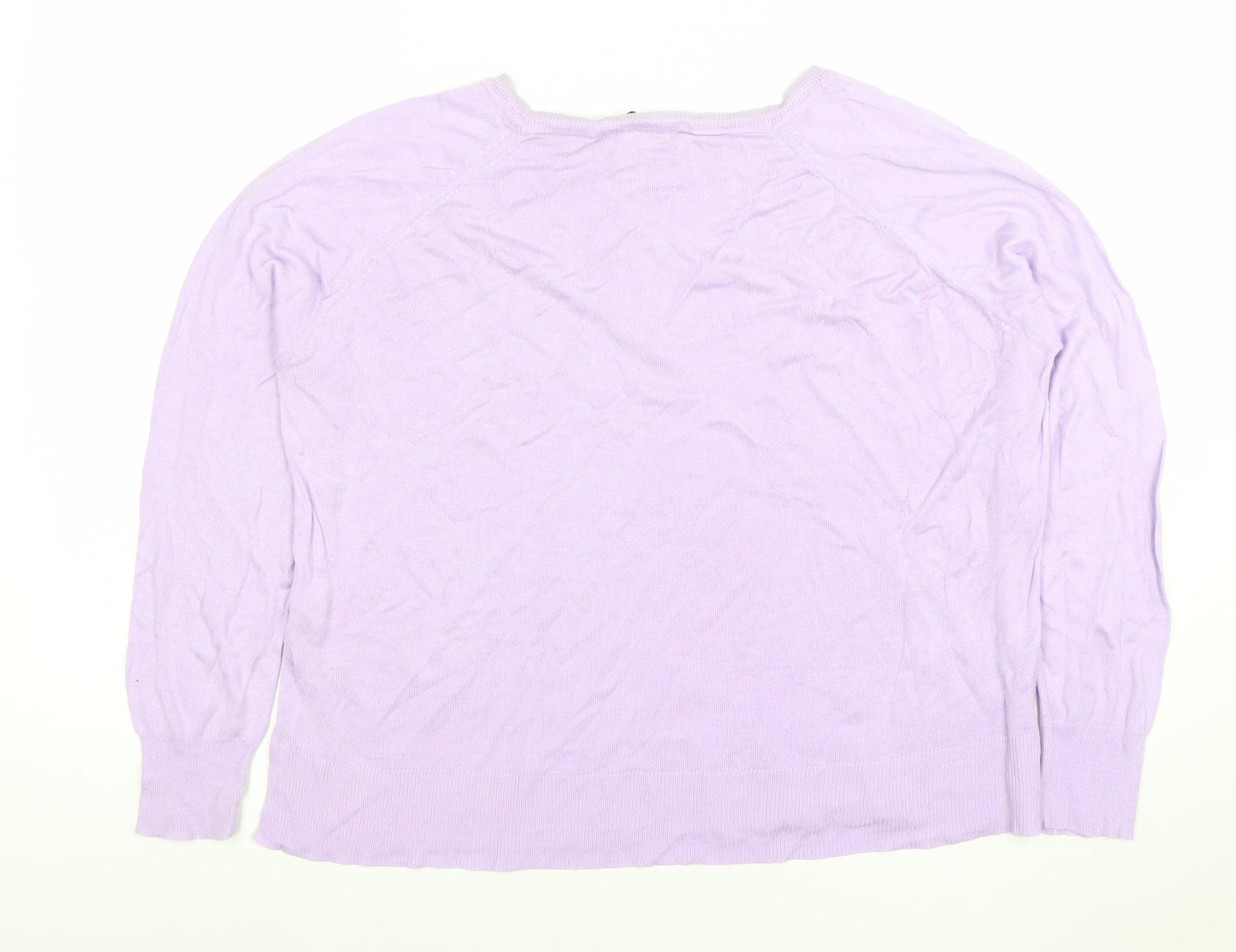 ZARA Women Purple Knit Crew Neck Long Sleeve Pullover Jumper Size L
