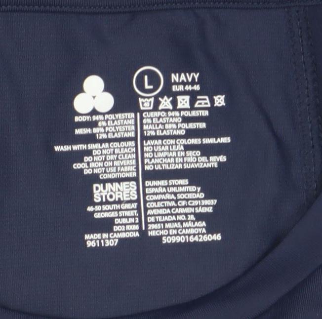 Dunnes Womens Navy Blue L Basic Activewear T-Shirt