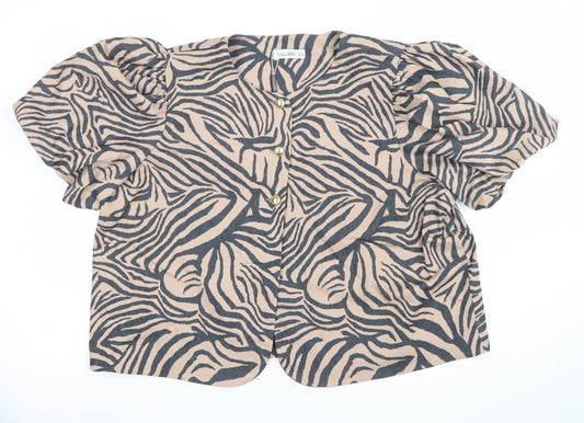 Gallery Women’s Beige Zebra Print Short Sleeve Blazer UK 20