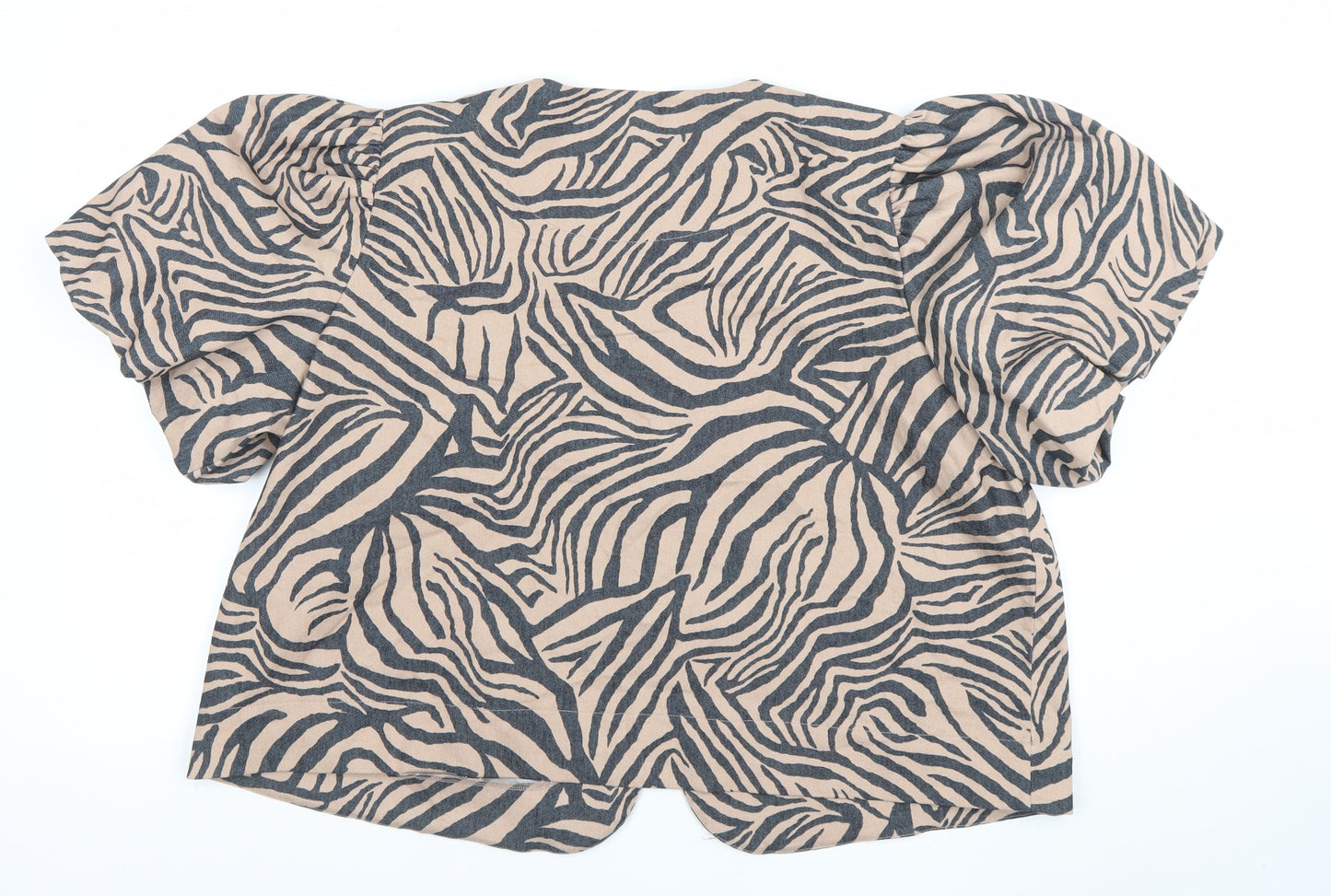 Gallery Women’s Beige Zebra Print Short Sleeve Blazer UK 20