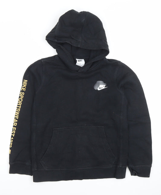 Nike Boys Black Pullover Hoodie Medium 137-147cm Graphic Print Sportswear