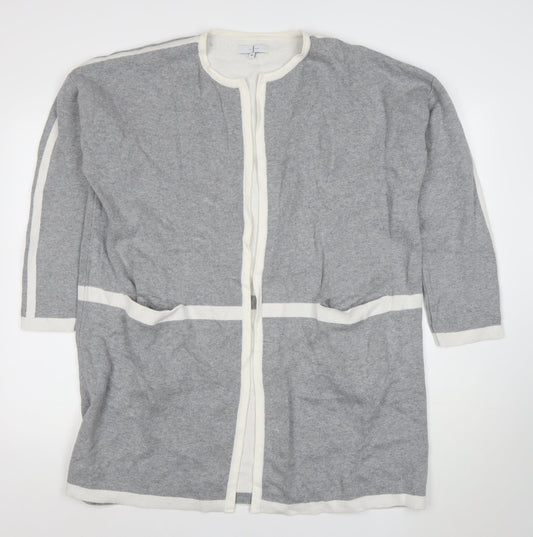 Jasper Conran Women’s Grey Cotton Knit Open Cardigan Size 14