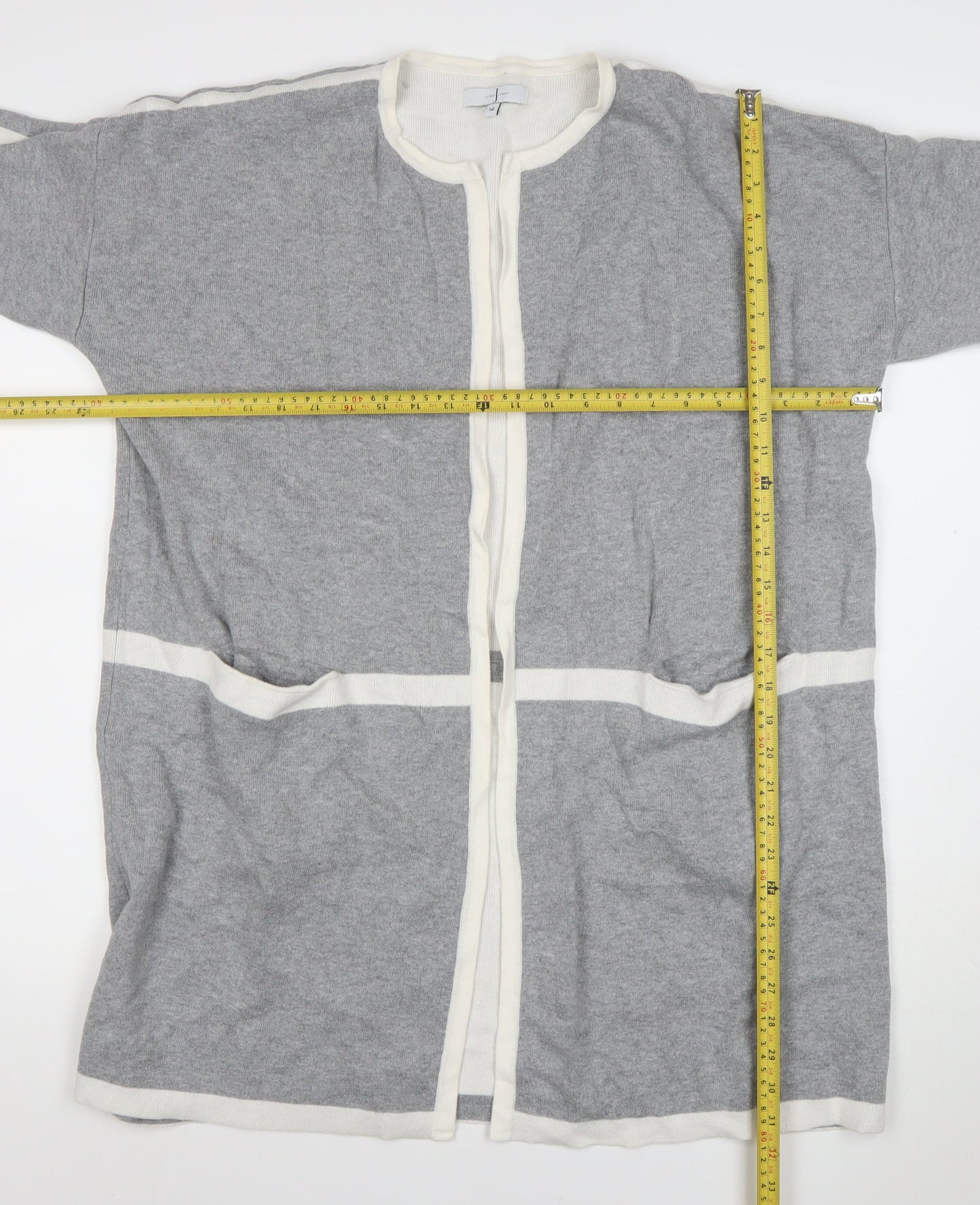 Jasper Conran Women’s Grey Cotton Knit Open Cardigan Size 14