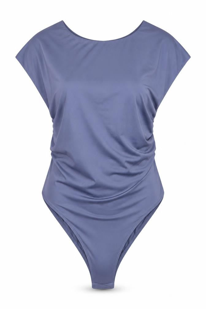 Stradivarius Women Blue One Shoulder Bodysuit Size 12