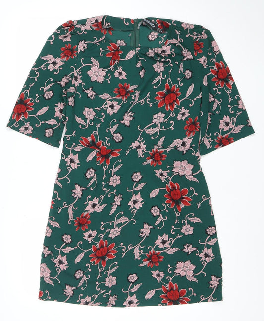 Missguided Women’s Green Floral Ruched Bodycon Dress Size 12