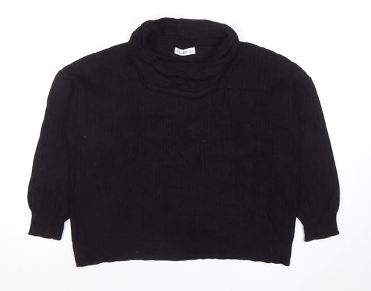 Gallery Women’s Black Roll Neck Knit Jumper Size M Long Sleeve
