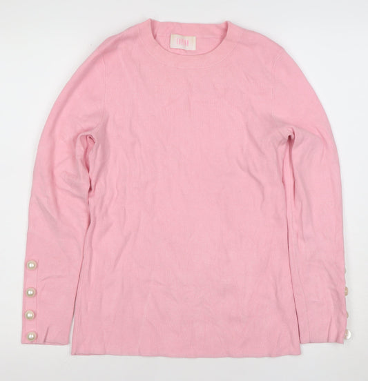 Savida Women’s Pink Crew Neck Long Sleeve Button Jumper Size 10