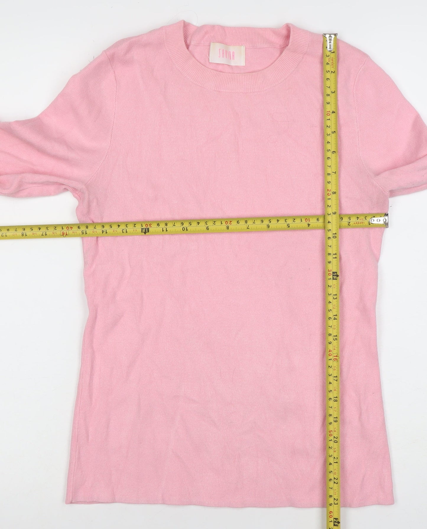 Savida Women’s Pink Crew Neck Long Sleeve Button Jumper Size 10