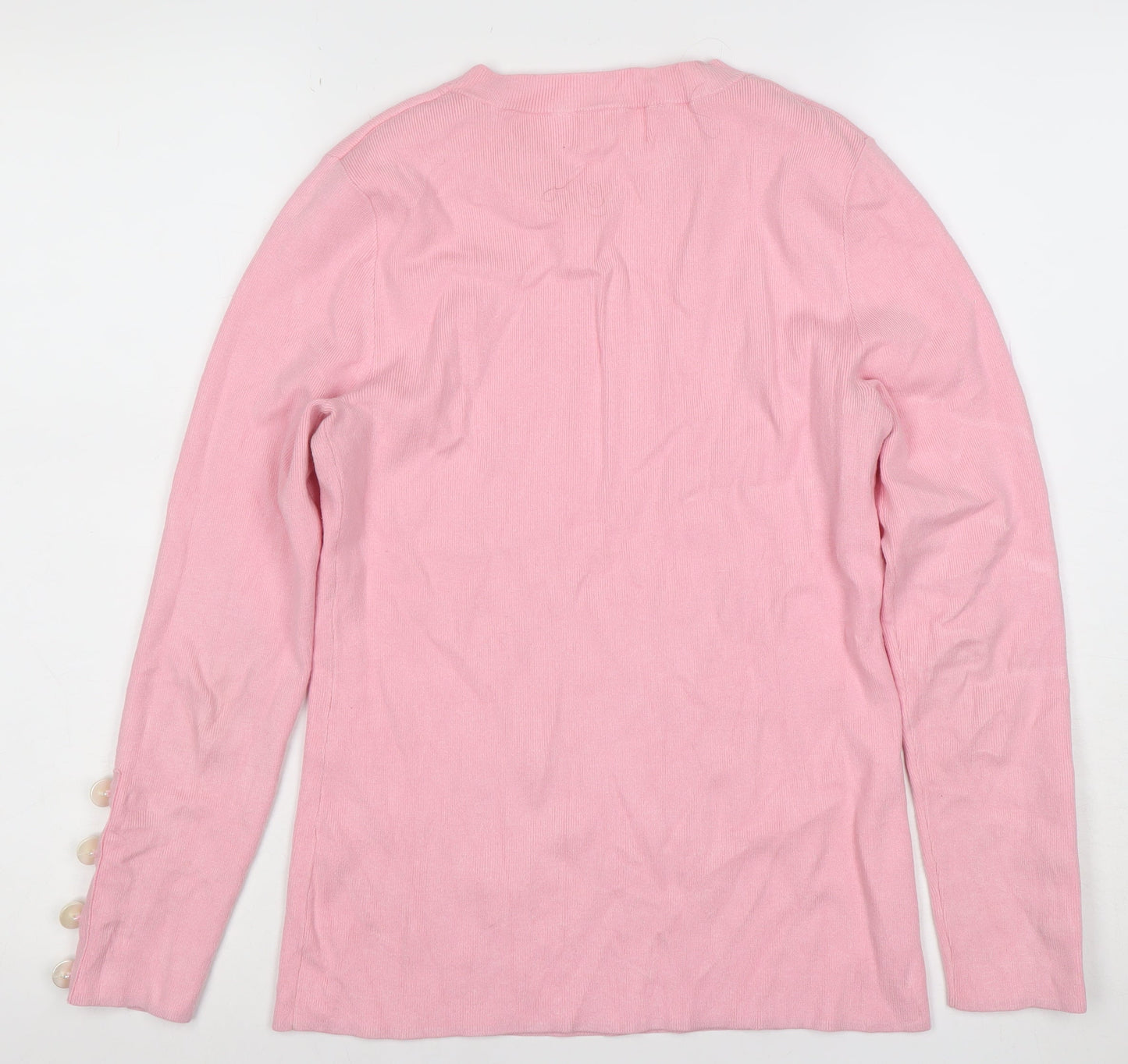 Savida Women’s Pink Crew Neck Long Sleeve Button Jumper Size 10