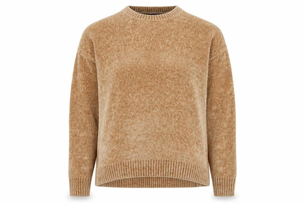 New Look Women Beige Crew Neck Pullover Jumper Medium Polyester Knit