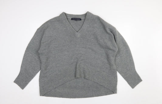 French Connection Women’s Grey V-Neck Knit Jumper Size S