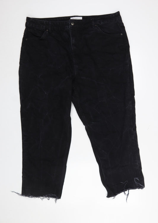 Topshop Curve Black Straight Leg Stretch Jeans UK 22 Womens Plus