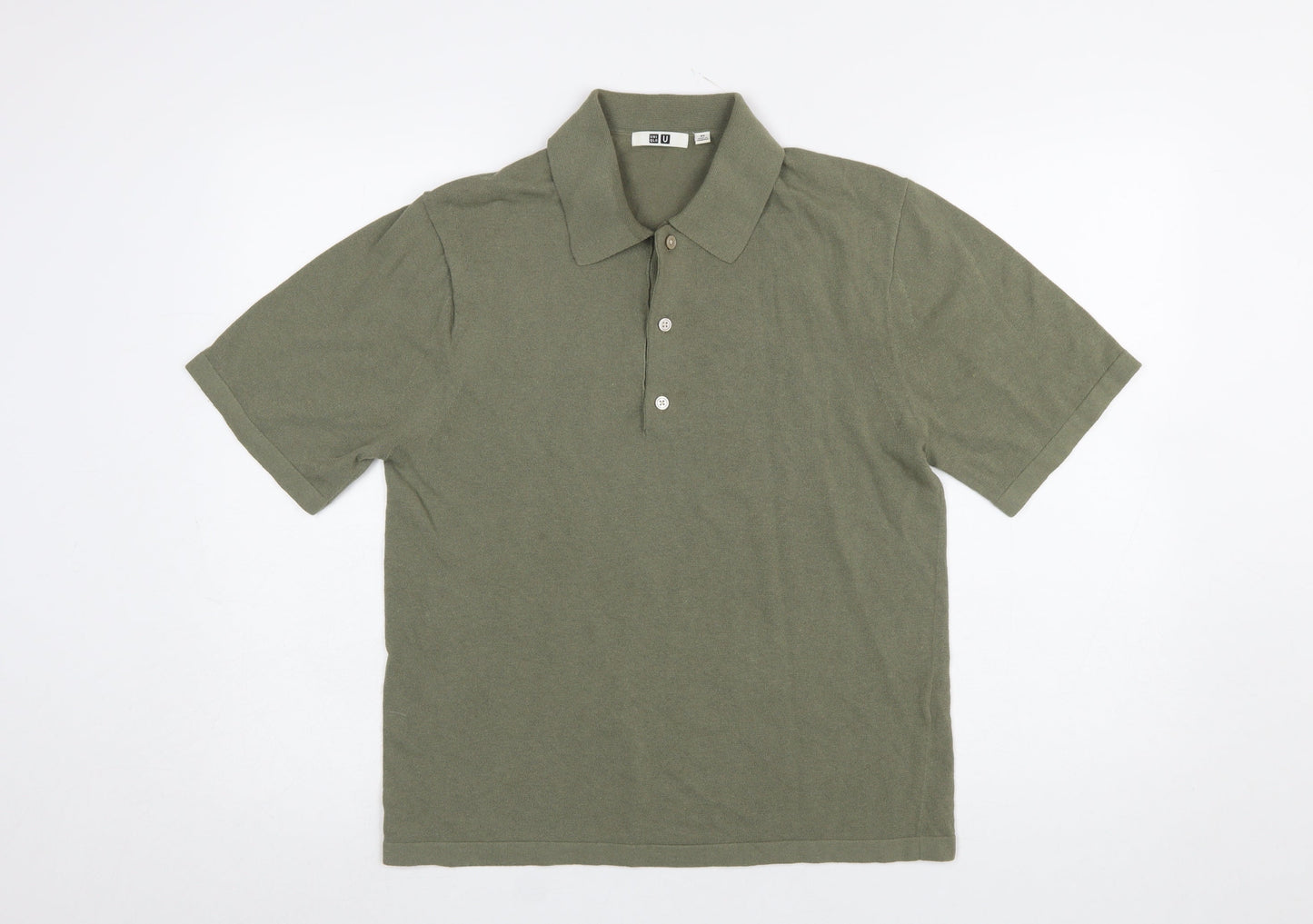 Uniqlo U Men's Green Cotton Short Sleeve Polo Shirt XS