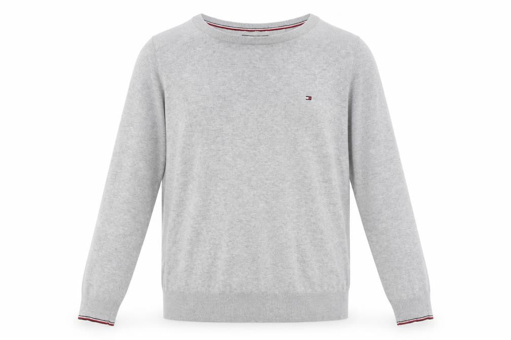 Tommy Hilfiger Men’s Grey Cotton Knit Pullover Jumper Size M