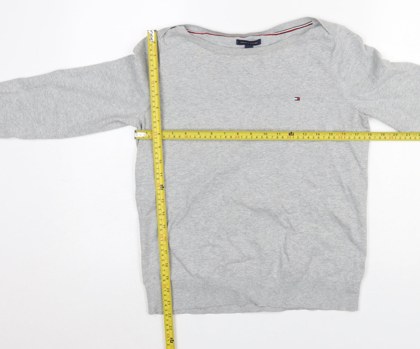 Tommy Hilfiger Men’s Grey Cotton Knit Pullover Jumper Size M