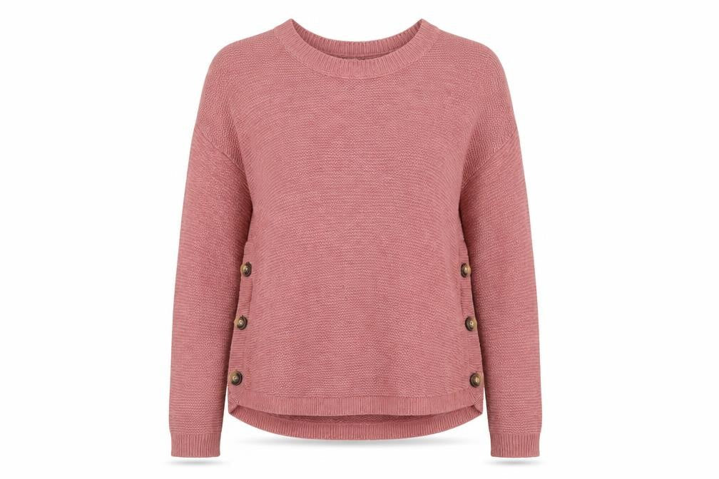 FatFace Women’s Pink Button Side Crew Neck Knit Jumper Size 10