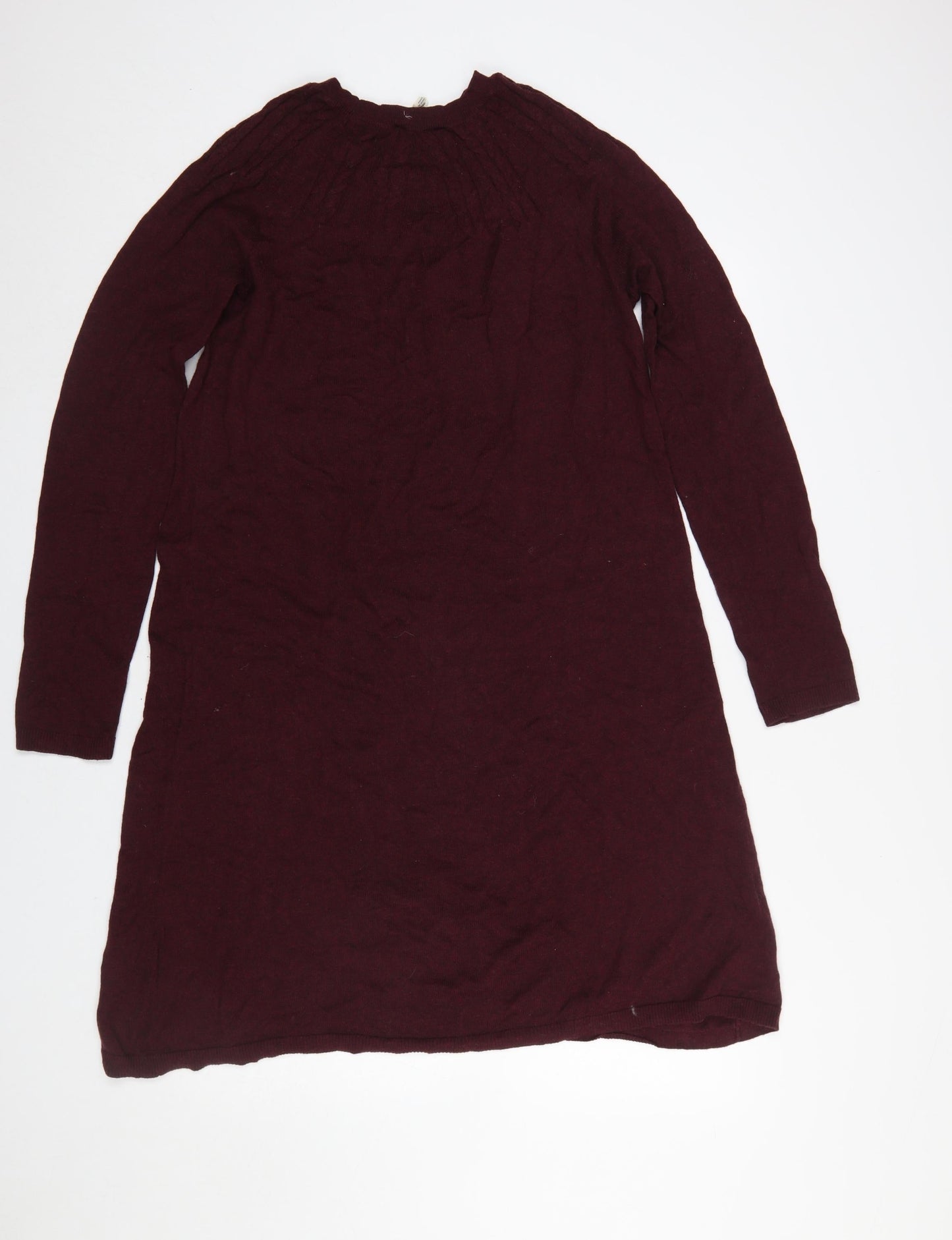 Seasalt Cornwall Women Brown Knit Shift Dress Size 12 Long Sleeve