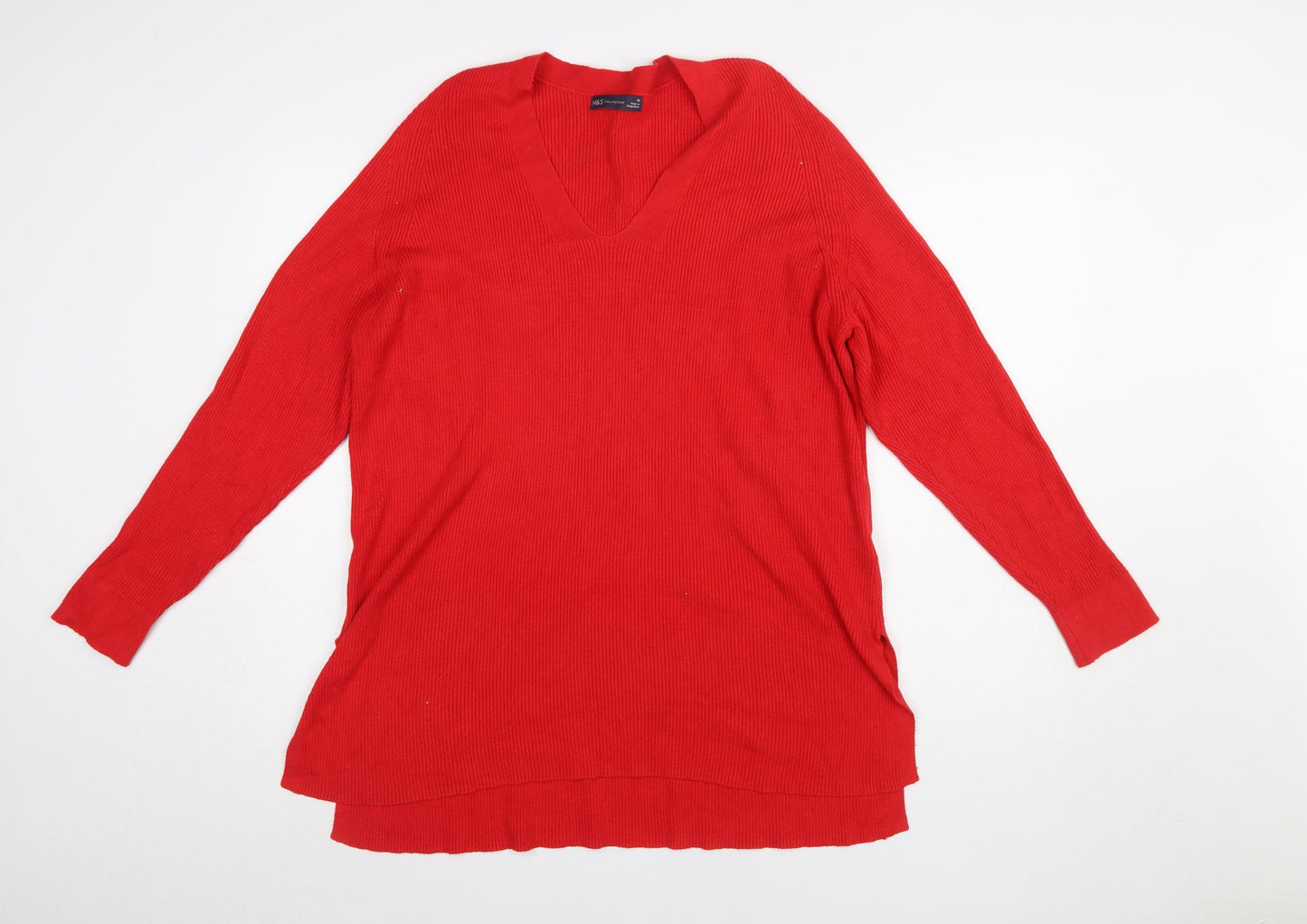 Marks and Spencer Women's Red V-Neck Long Sleeve Pullover Jumper Size 18