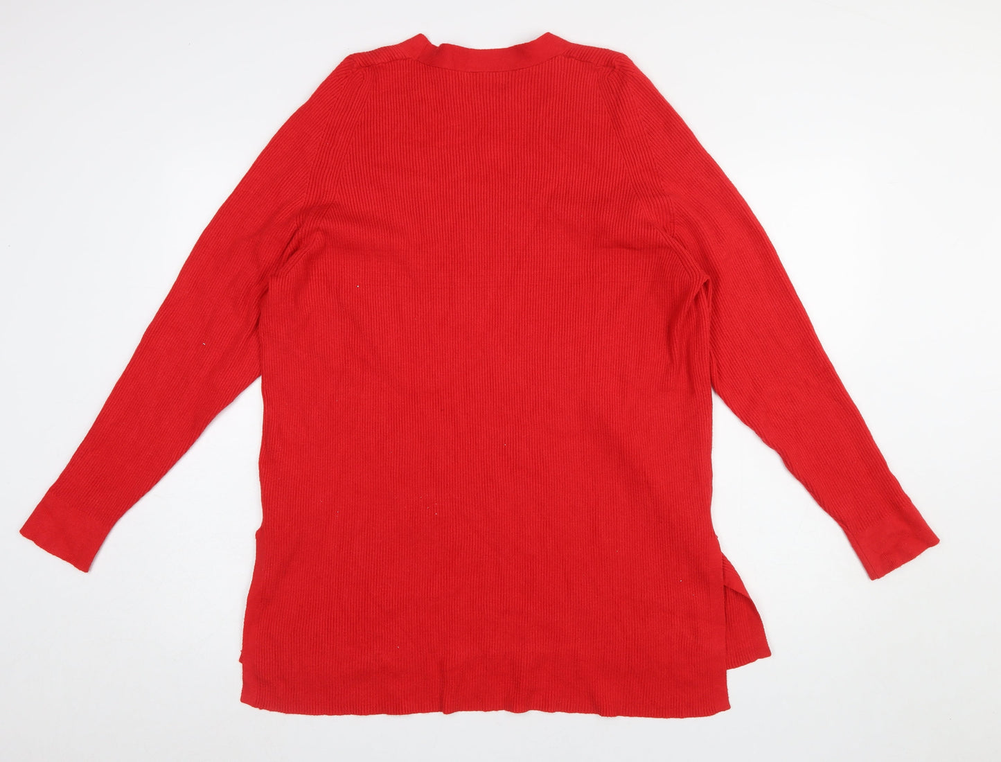 Marks and Spencer Women's Red V-Neck Long Sleeve Pullover Jumper Size 18