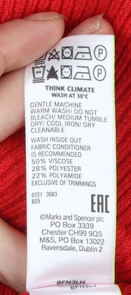 Marks and Spencer Women's Red V-Neck Long Sleeve Pullover Jumper Size 18