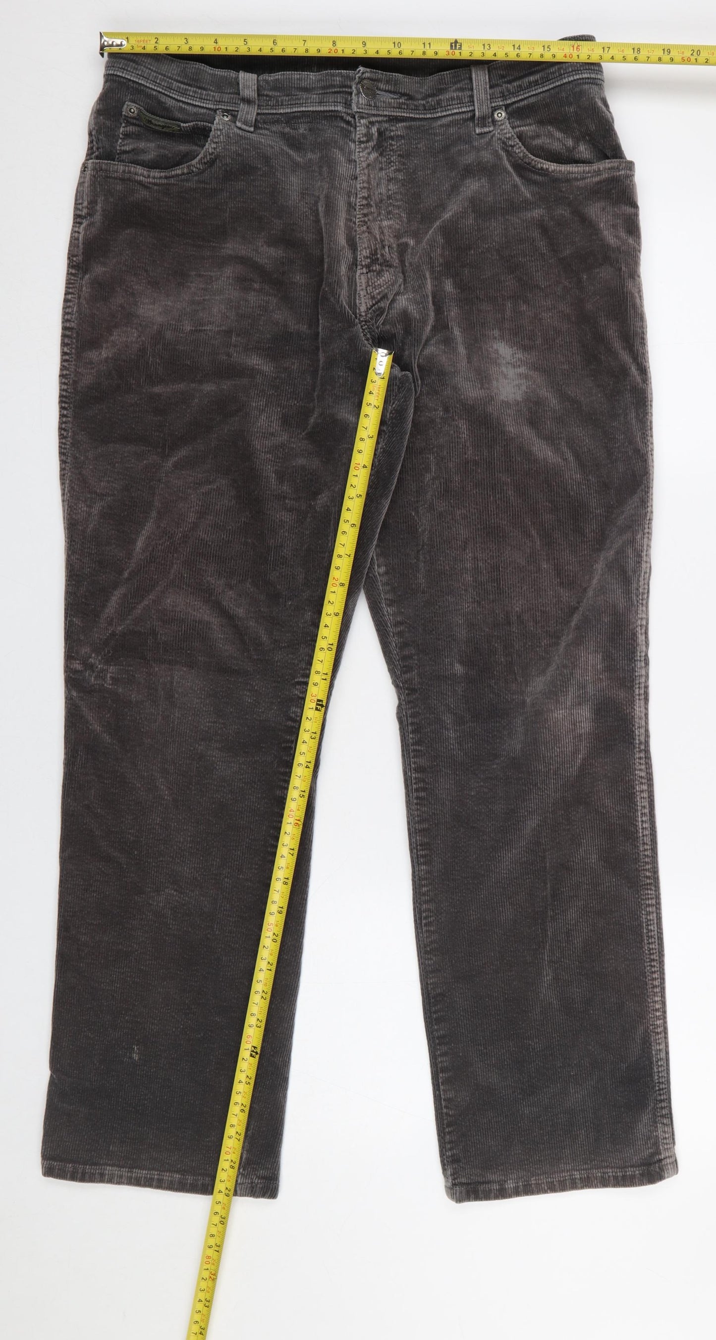 Wrangler Men's Grey Corduroy Texas Stretch Trousers Size 36x30