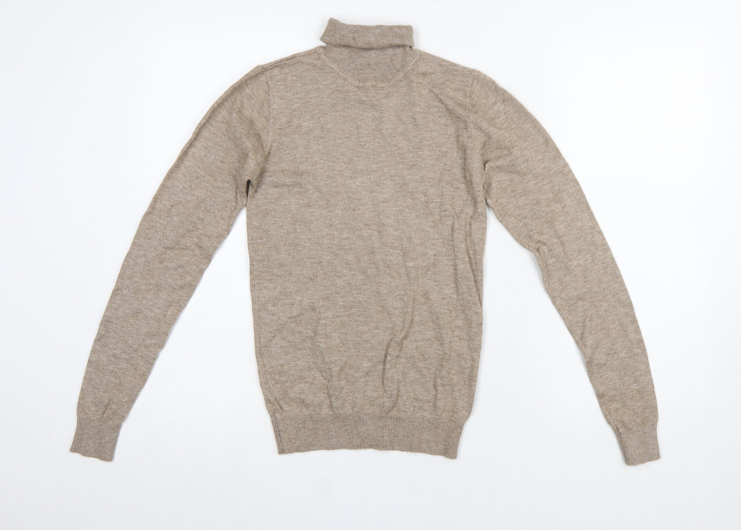 OBJECT Womens Beige Roll Neck Knit Jumper XS